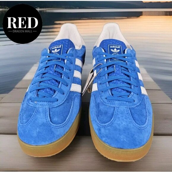 Adidas Gazelle Indoor Casual Low top Sneakers Blue White H06260 - Men's Size 11 - Picture 4 of 16